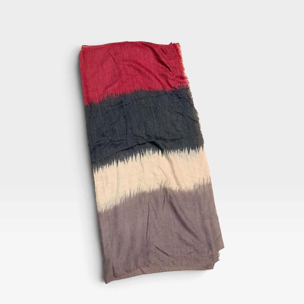 Red black beige and gray tie-dye scarf